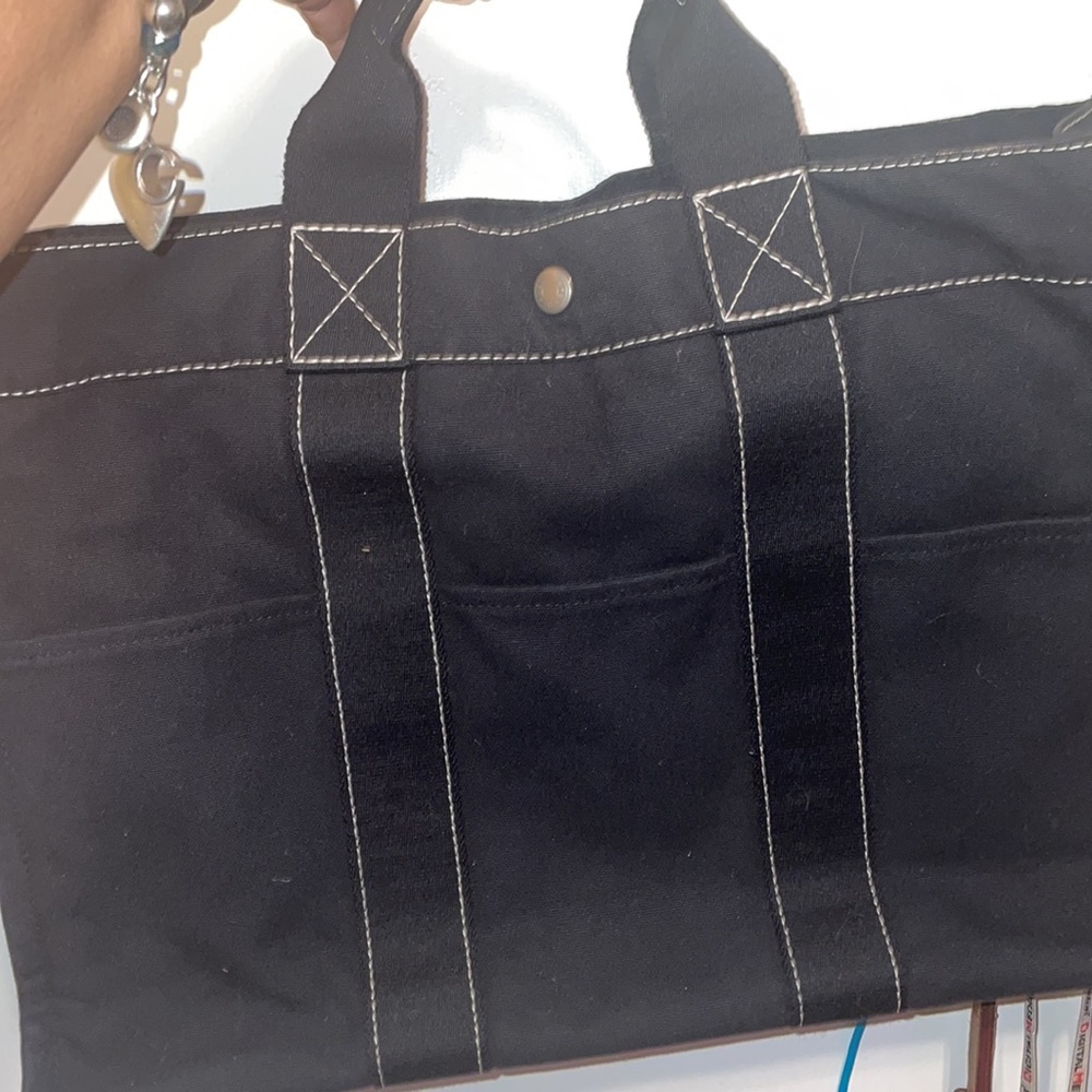 Authentic Hermes three pocket Tote dark blk/blue silver hardware. Very FRESH!